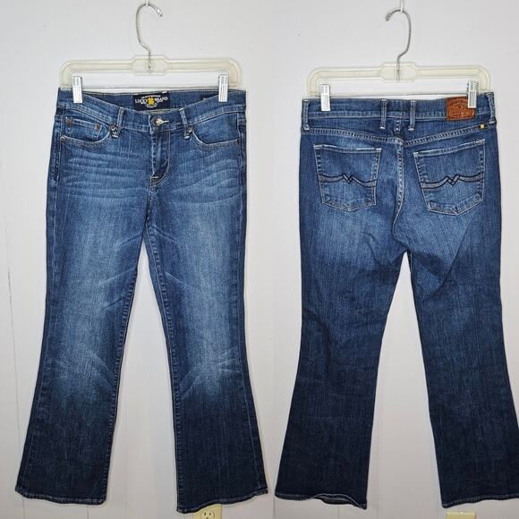 Lucky Brand Sweet N Low Jeans Size 4/27 Dark Wash Ankle Length Bootcut - Picture 1 of 14